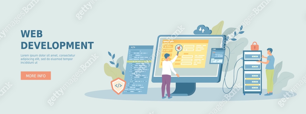 Web development. Developers creating program code, development of ...