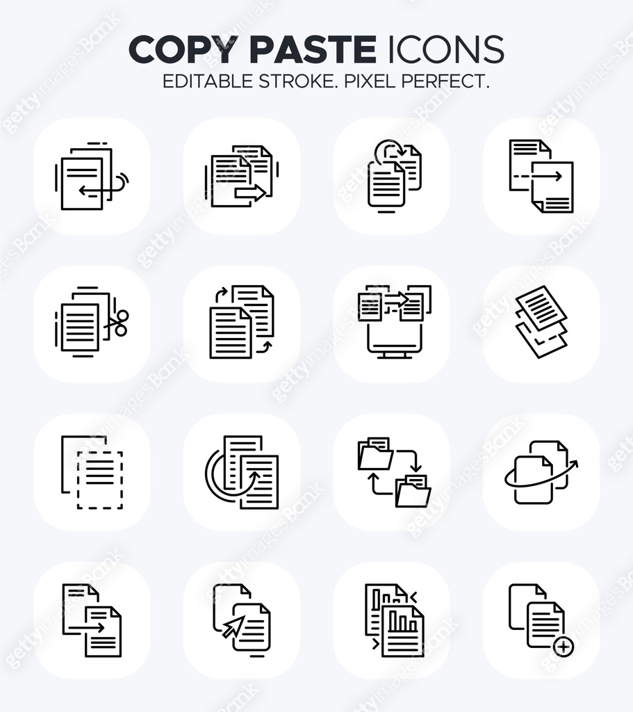 Copy Paste Icons - Cut, Paste, Copy, Duplicate and Clipboard Symbols ...