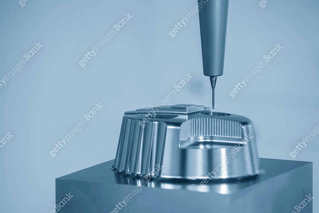 The CNC milling machine cutting injection mold part by solid ball end ...