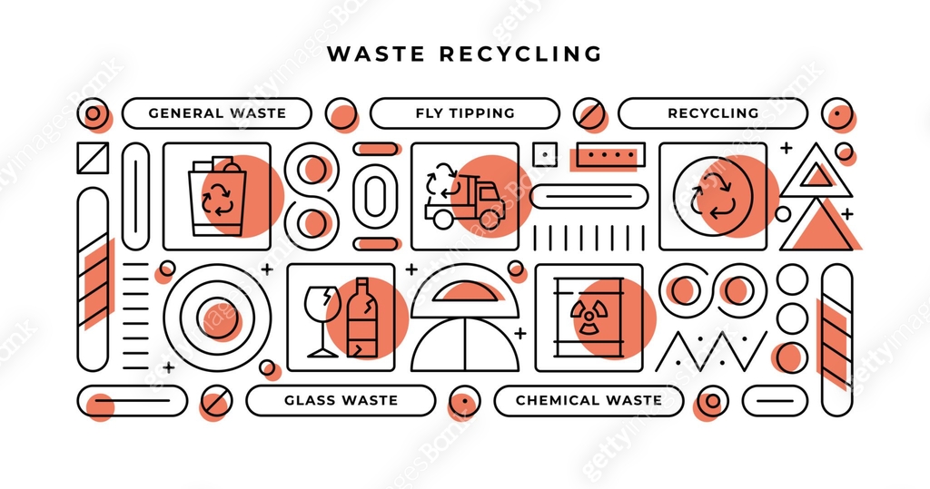 Waste Recycling Infographic Concept with geometric shapes and General ...