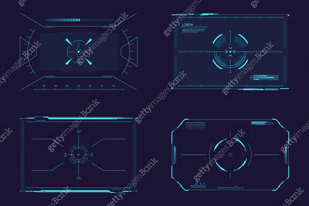 Target Screen Vision Hud target screens. Targeting focusing screen sci fi monitor, crosshair ...