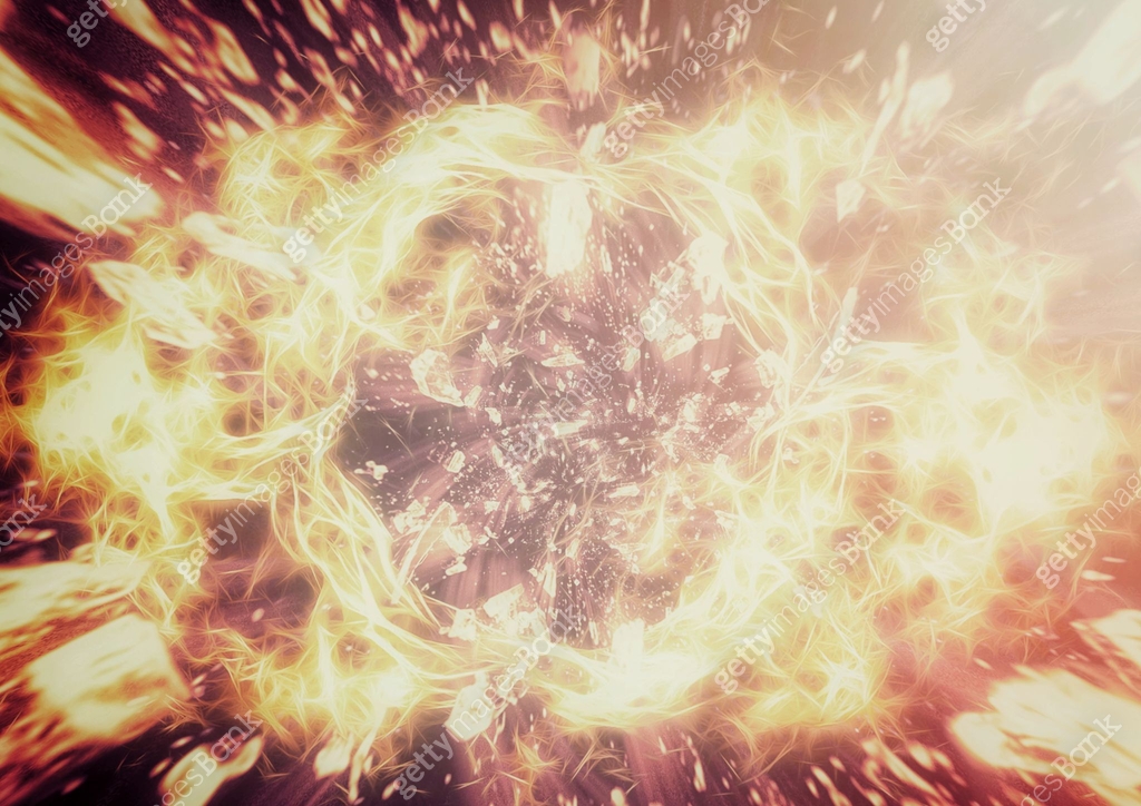 3d illustration of a ring of flames exploding and scattering debris 이미지 ...