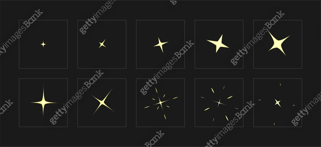 Cartoon Different Shine Sparkle Animation Effect Set. Vector 이미지 ...