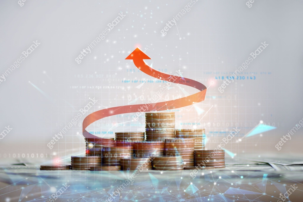 The Stack Progress Chart Coin stack with growth chart and graph progress , 이미지 (1454732025) - 게티 ...