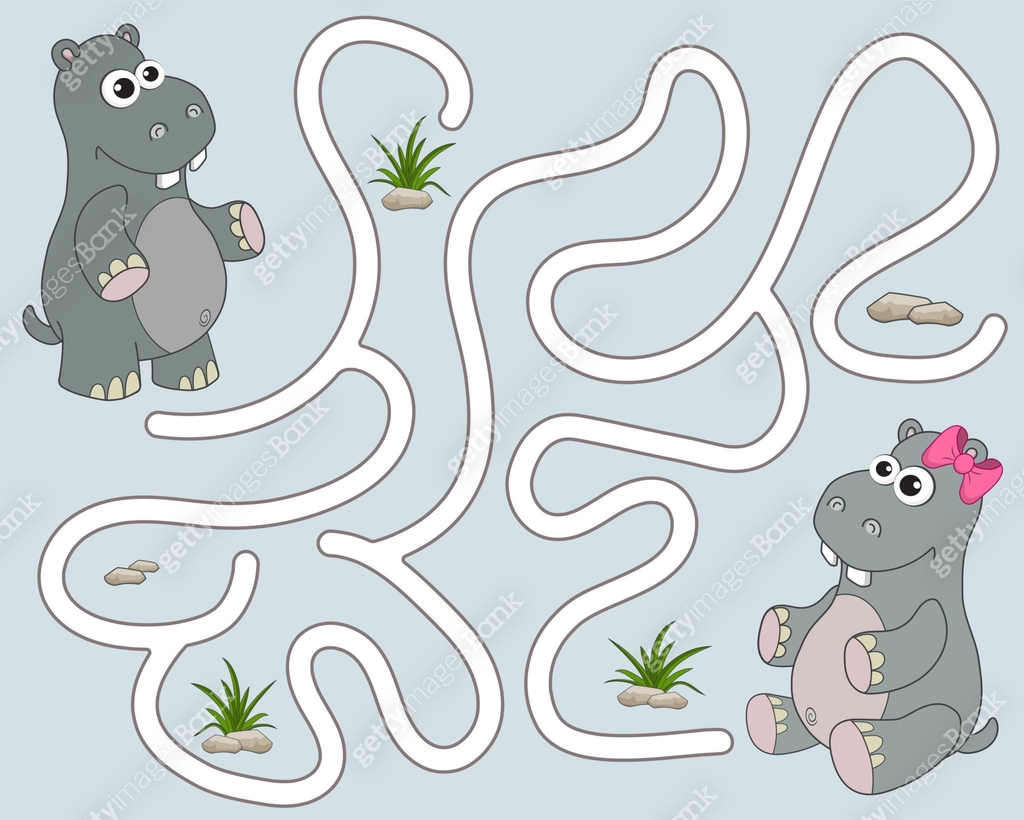Help the hippopotamus find the pathway to girlfriend. Logic Game for ...