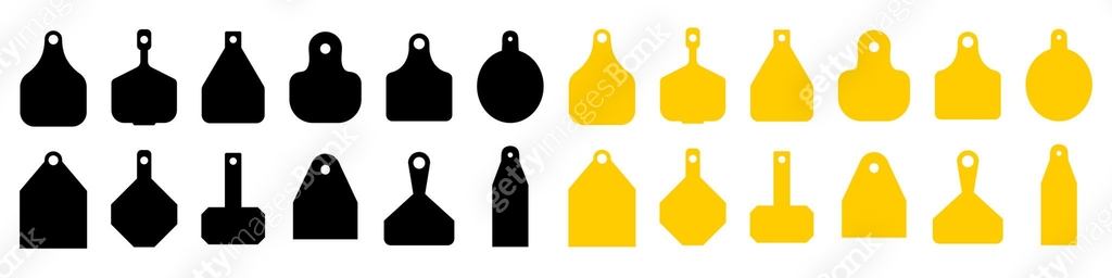 Set of various cow ear tags. Farm animals vector ear tag collection ...