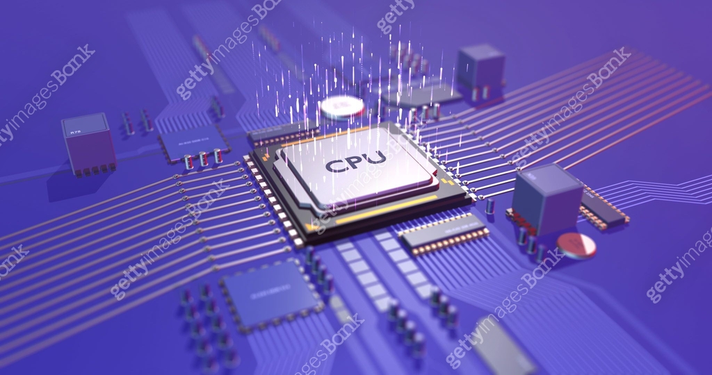 Computer CPU Processing Data. Electrical Data And Signals Flowing. 이미지 ...