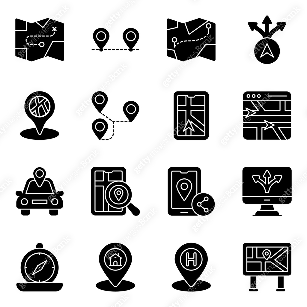 Map Layout Icons Pack of Maps and Navigation Solid Icons 이미지 (1461389189) 일러스트, 무료 일러스트 ...