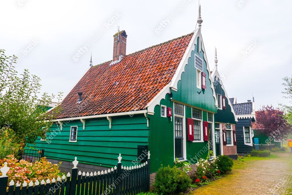 Traditional Dutch houses and windmills in Zaanse Schans. The Zaanse ...