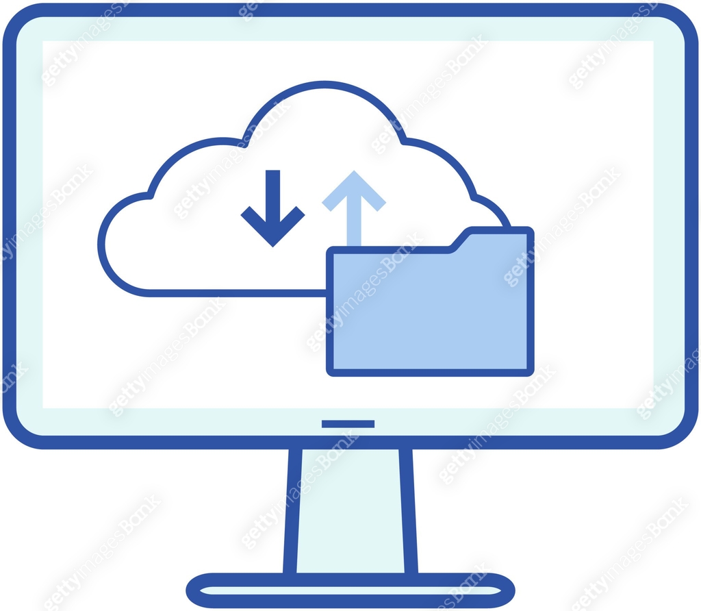 Virtual storage icon on computer screen. Service for saving personal ...
