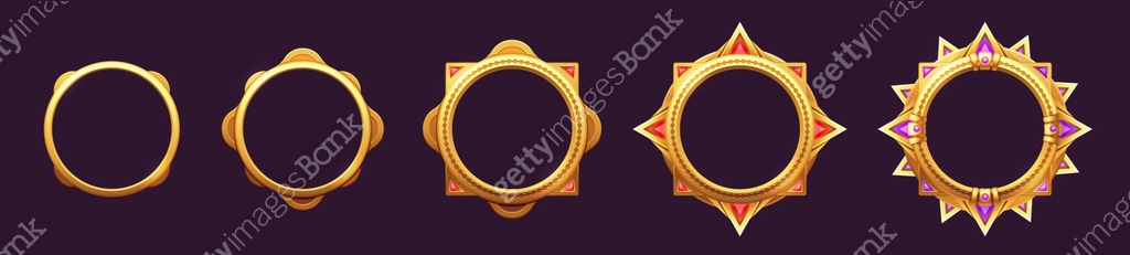 Level Border Sprite Game level frame. Cartoon round UI avatar border kit, circle game asset ...