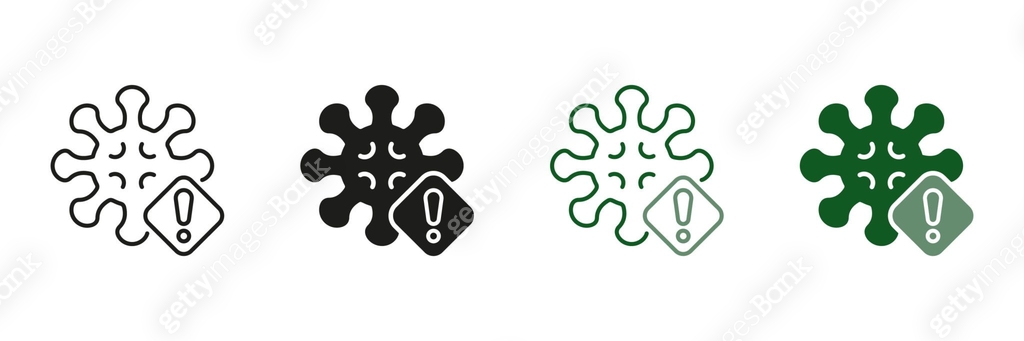 Bacteria and Warning Symbol Collection. Infection Alert Sign. Virus ...