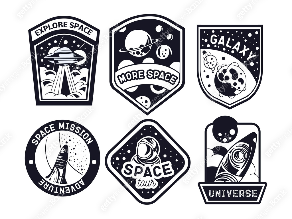 Space labels black and white set 이미지 (1473762953) 일러스트, 무료 일러스트 - 게티이미지뱅크