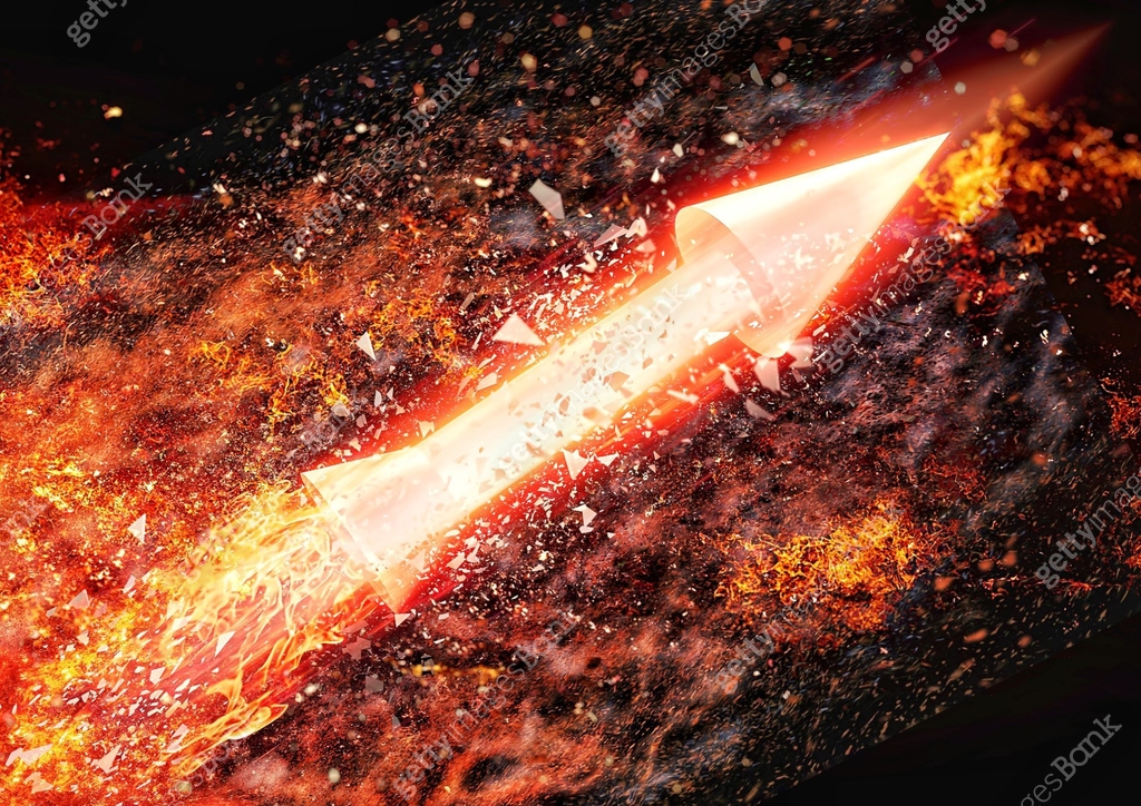 Fire Roket 3d rendering burning flame rocket missile fired 이미지 (1473164590) 일러스트 ...