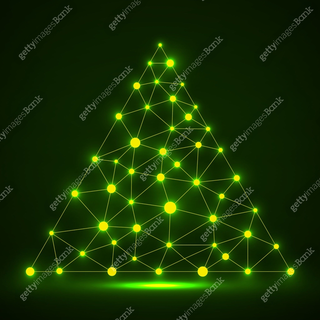 Connection Signs Triangle Abstract network in triangle with glowing dots and lines, network ...