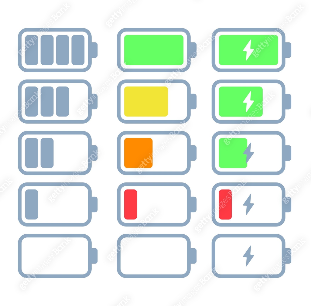 Battery Icon Chart A set of horizontal vector battery icons 이미지 (1476088046) 일러스트, 무료 일러스트 ...