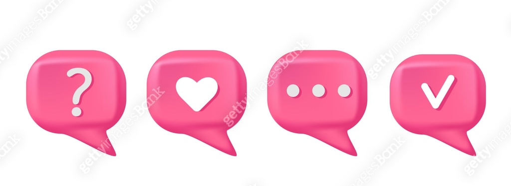 Vector 3d speech bubble. Question and answer bubble in pink colors ...