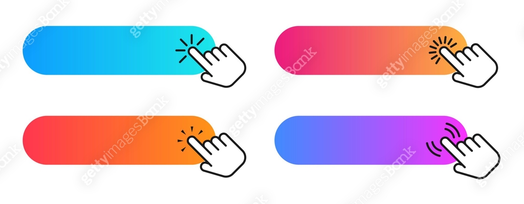 Gradient buttons with mouse click action icon. Vector illustration. 이미지 ...