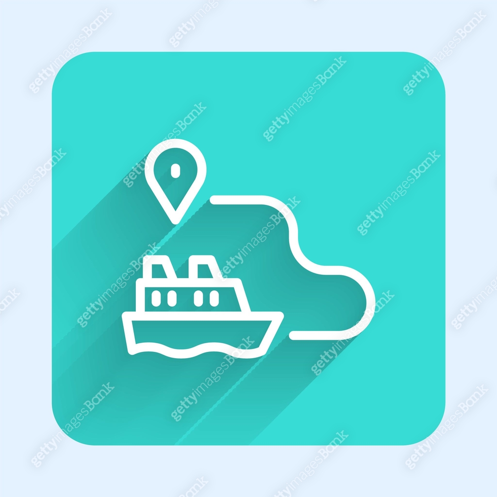 White line Ship line path of ship sea route with start point GPS and ...