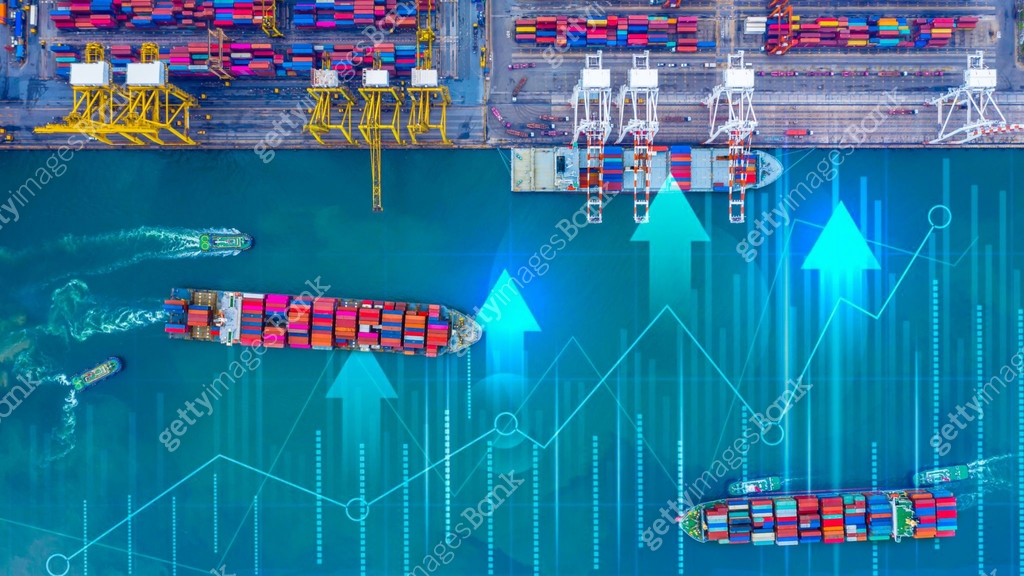 Container cargo ship global business logistics import export freight ...