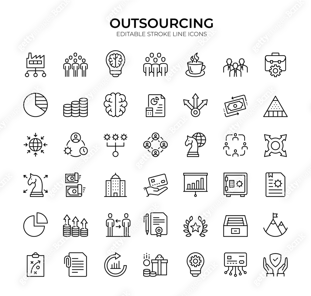 Outsource Development Icon Modern Outsourcing Icon Set: 42 Vector Icons for Business Process ...