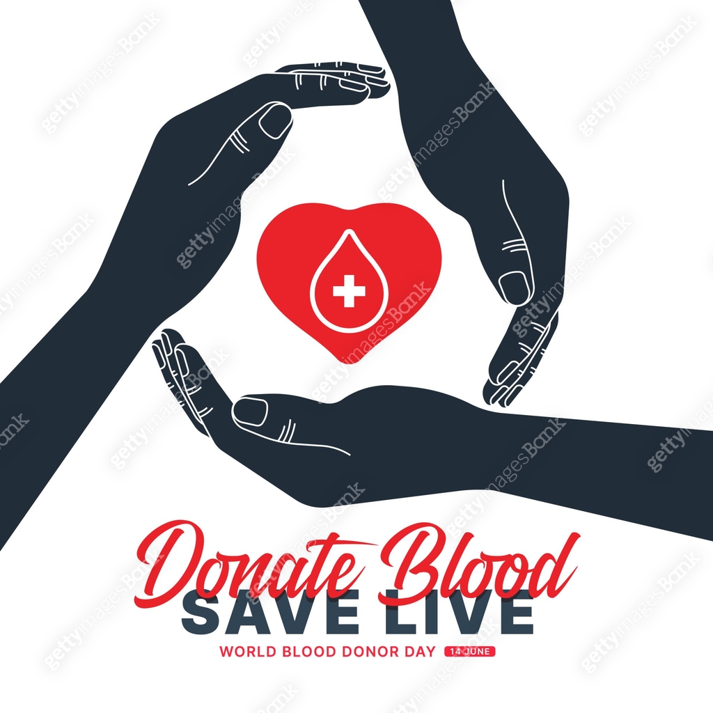 World blood donor day, Donate blood save live - three hands hold care ...