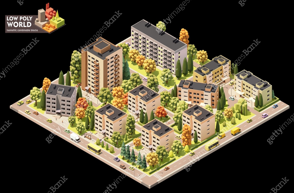 Vector isometric city residential area map 이미지 (1481173634) 일러스트, 무료 ...