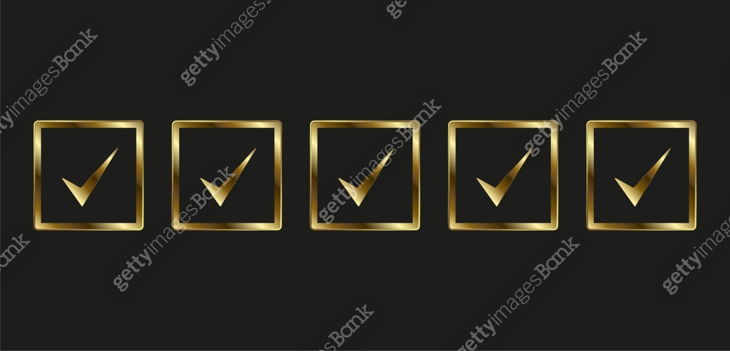 Five selection check Boxes in check and selection symbol, icon, mark ...