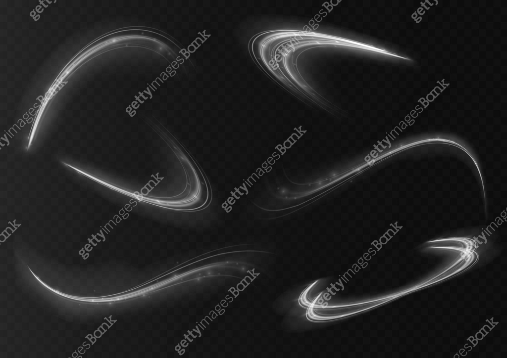 Light white trail wave, fire path trace line and incandescence curve ...