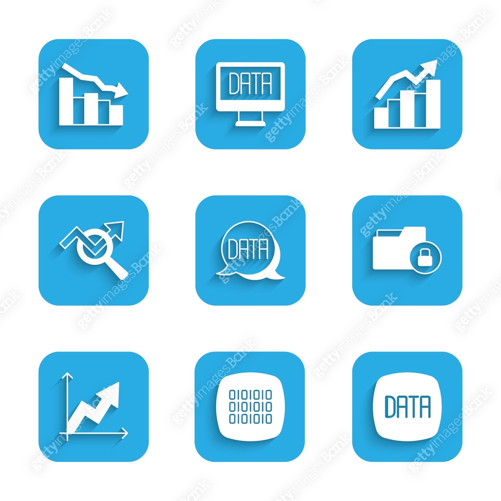 Set Data analysis, Binary code, Folder and lock, Financial growth ...