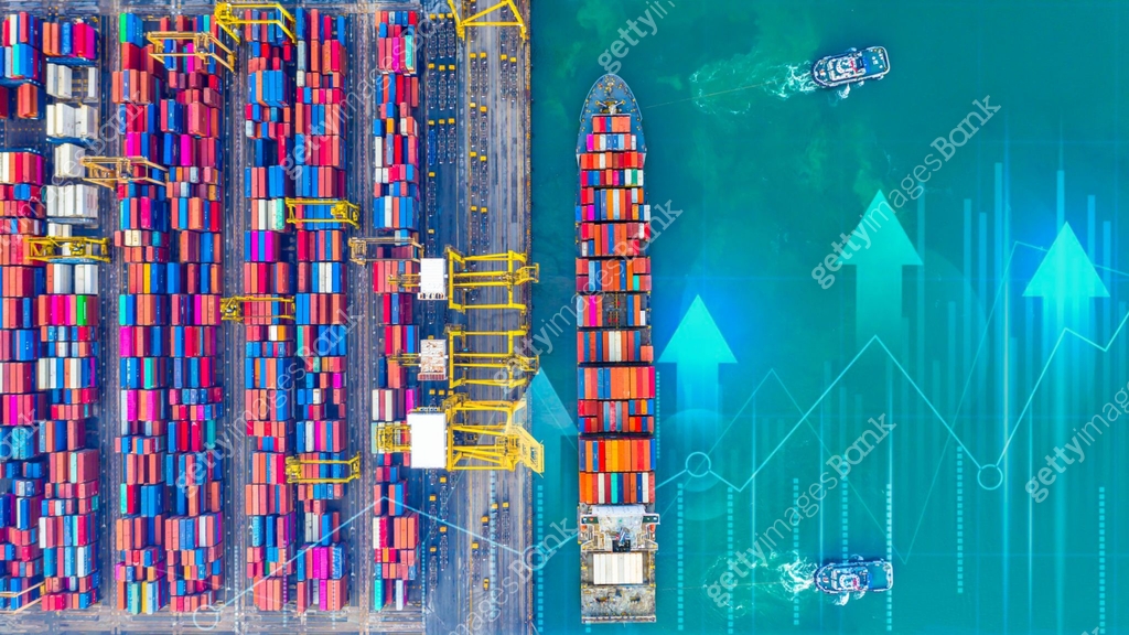 Container cargo ship global business logistics import export freight ...