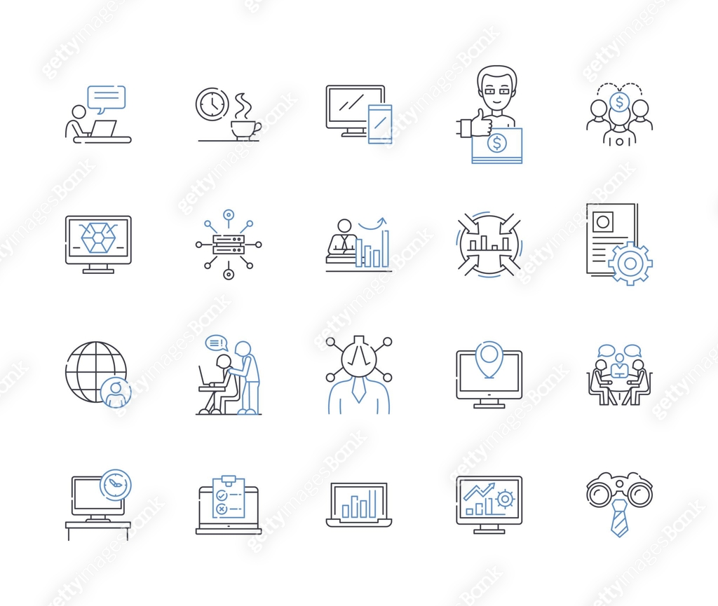 Office management line icons collection. Efficiency, Productivity ...