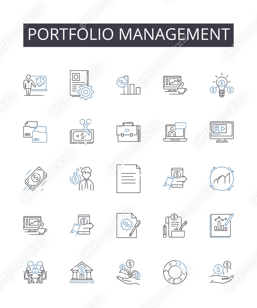Program Portfolio Software Icon portfolio management line icons collection. Energetic, Convincing ...