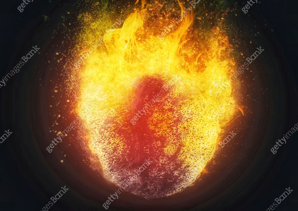 3d illustration of exploding and burning fireball 이미지 (1487898327) 일러스트 ...