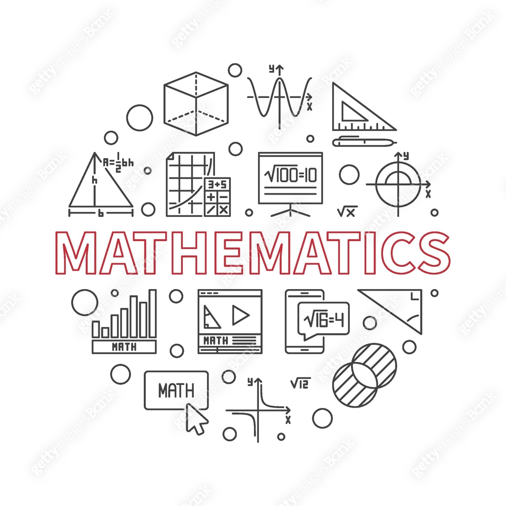 Vector Images Based Math Mathematics concept vector line circular banner. Math minimal round ...