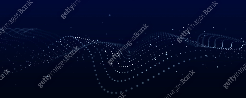 Abstract wave of network connections. Movement of particles with ...