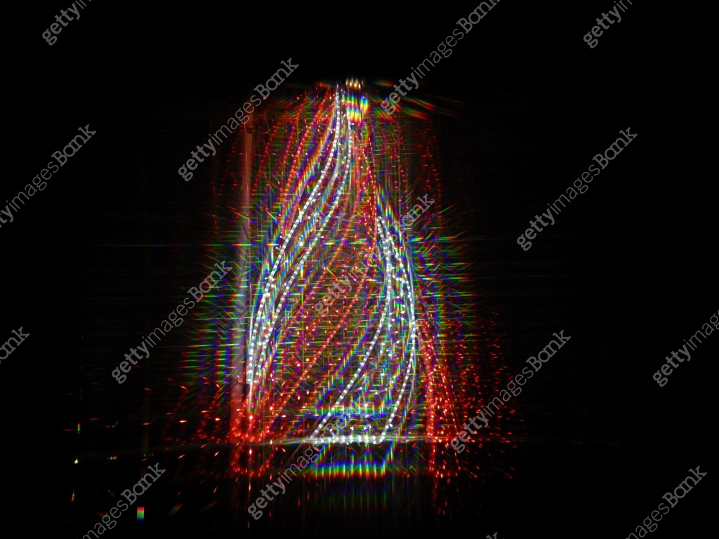 Light decorations. View through the RGB filter (Diffraction grating) to ...