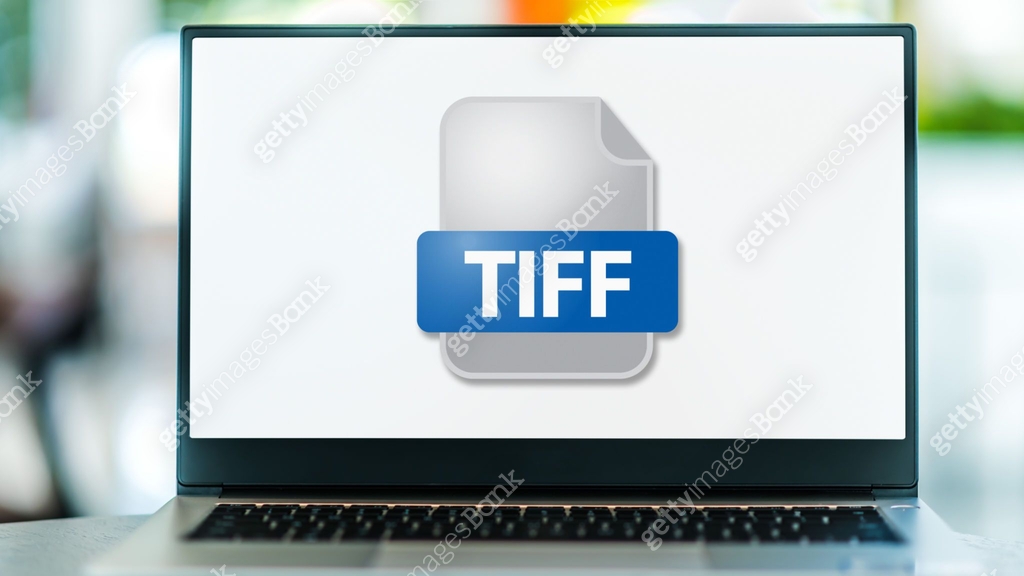 Laptop computer displaying the icon of TIFF file 이미지 (1503359995) 아이콘 ...