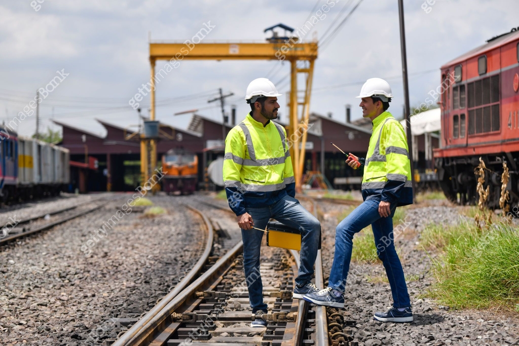 Process Building Train Engineer railway under checking construction process train testing and ...