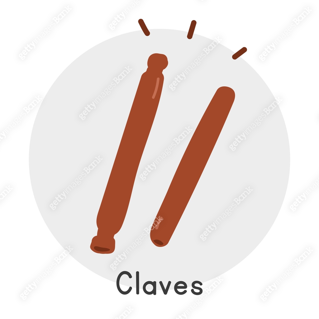 Wooden claves clipart cartoon style. Simple cute brown Claves ...