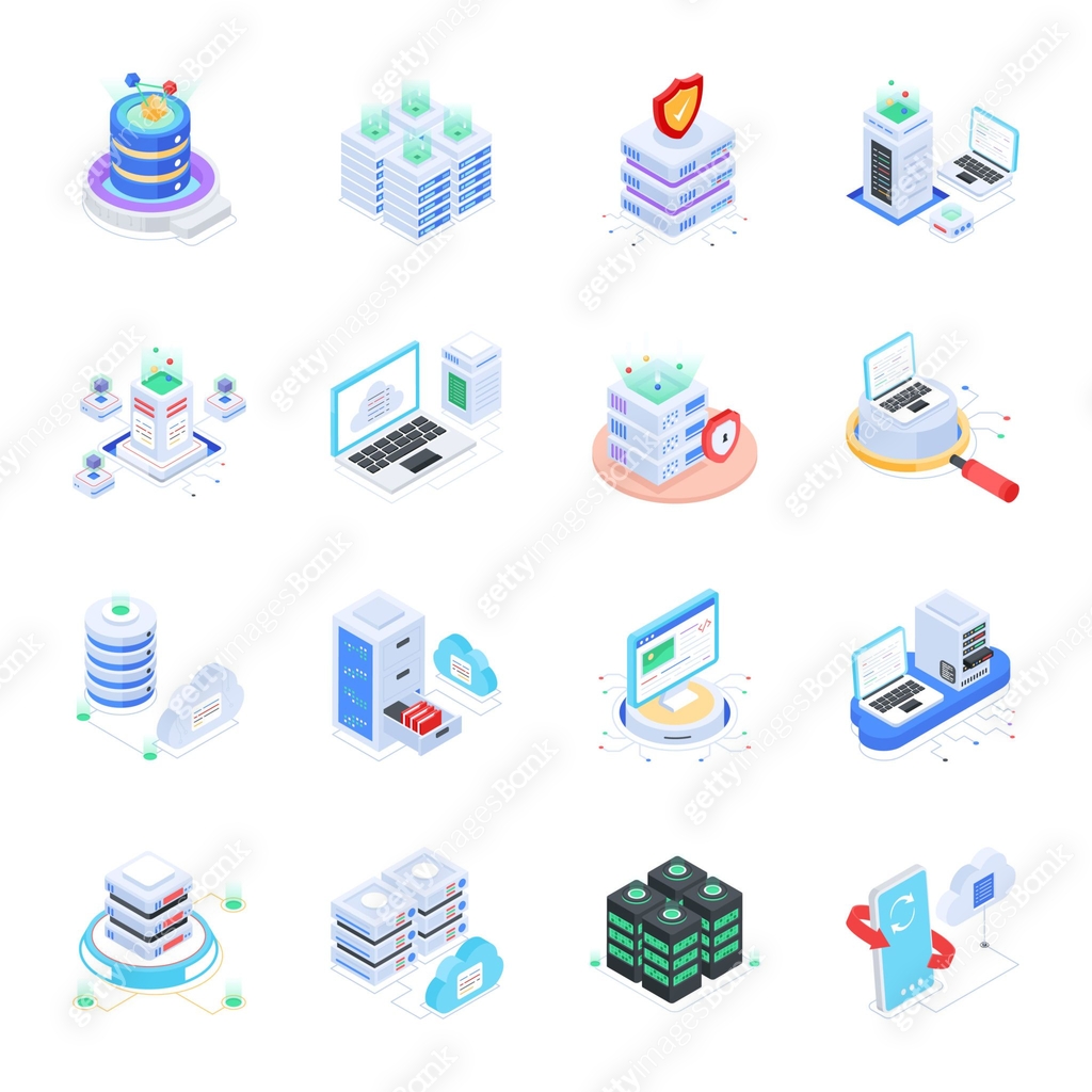 Set of Database Management Isometric Icons 이미지 (1524416077) 일러스트, 무료 ...