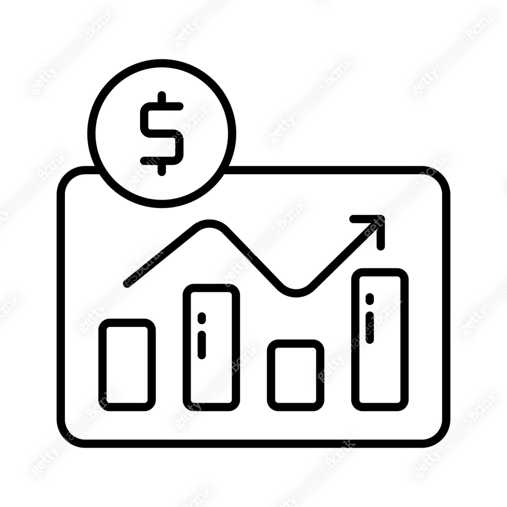 Dollar with diagram denoting concept icon of financial chart, business ...