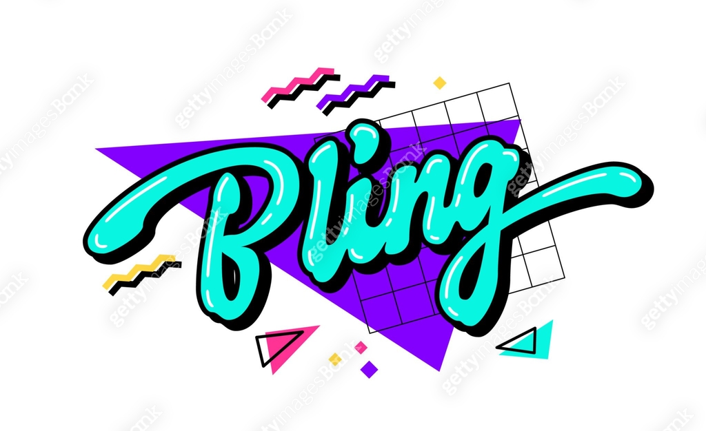 Bling - Bold calligraphy, vivid lettering 90s slang phrase. Isolated ...