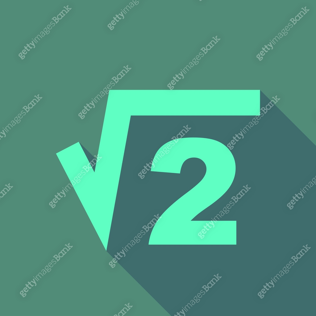 Square root of 2 flat icon with long shadow. Simple Math symbol icon ...