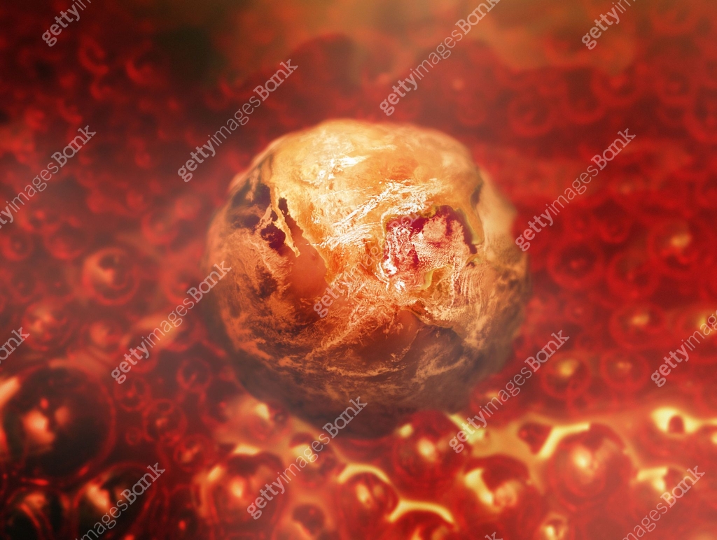 Global boiling: Planet Earth in a bubbling liquid, representing the new ...