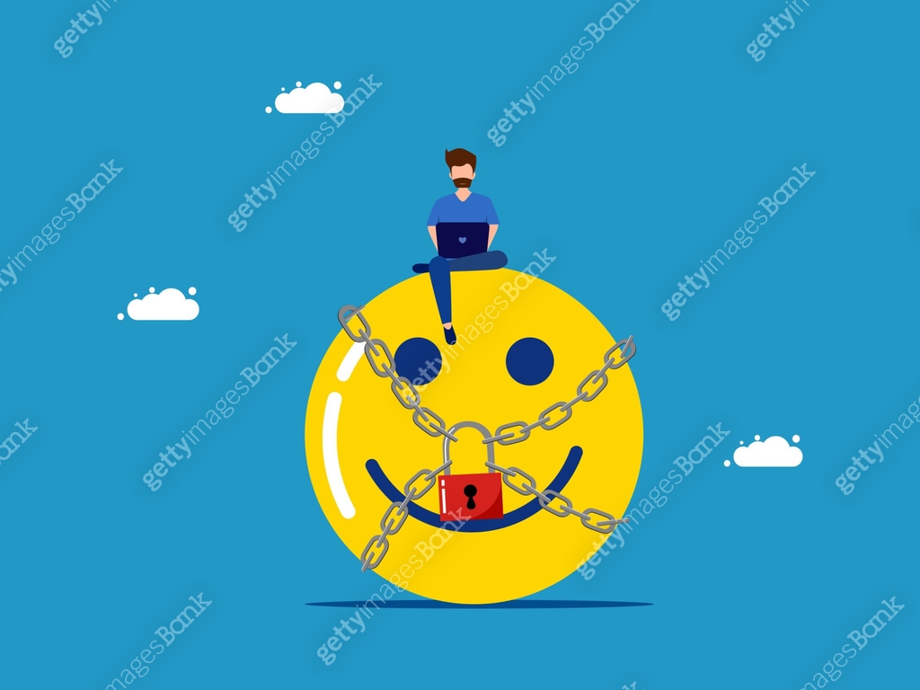 Regulation Man Vector Emotional regulation. man with optimistic icon locked with padlock 이미지 ...