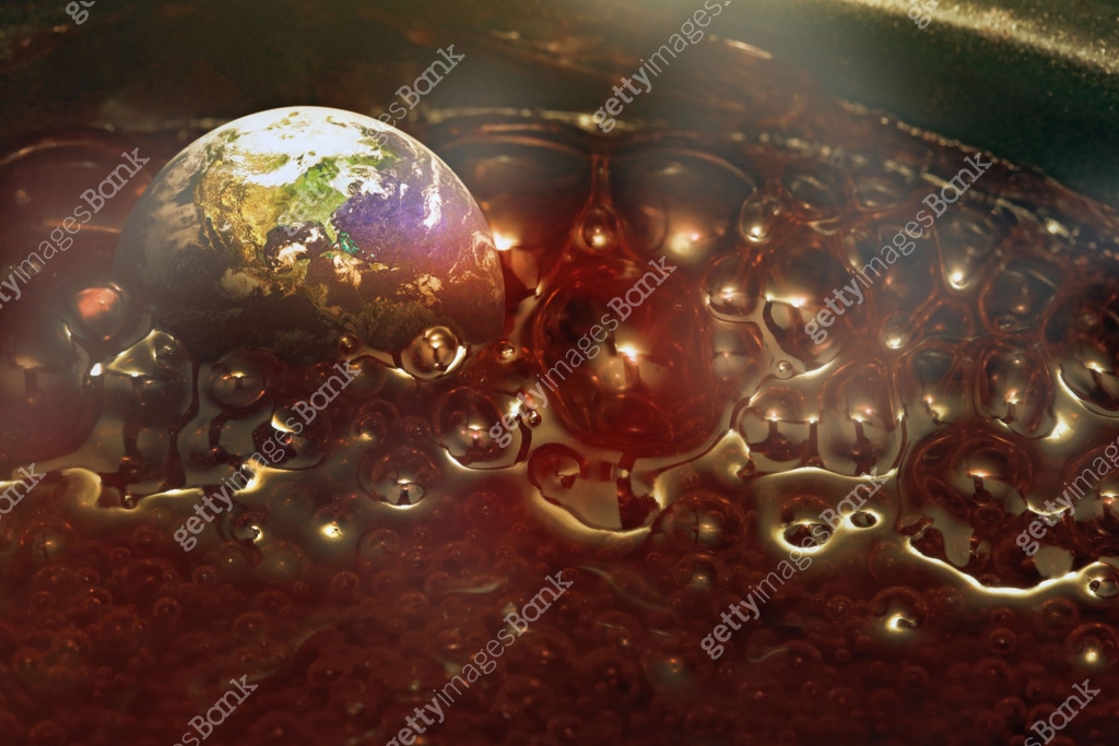 Global boiling: Planet Earth heating up in a sea of fiery red bubbles ...