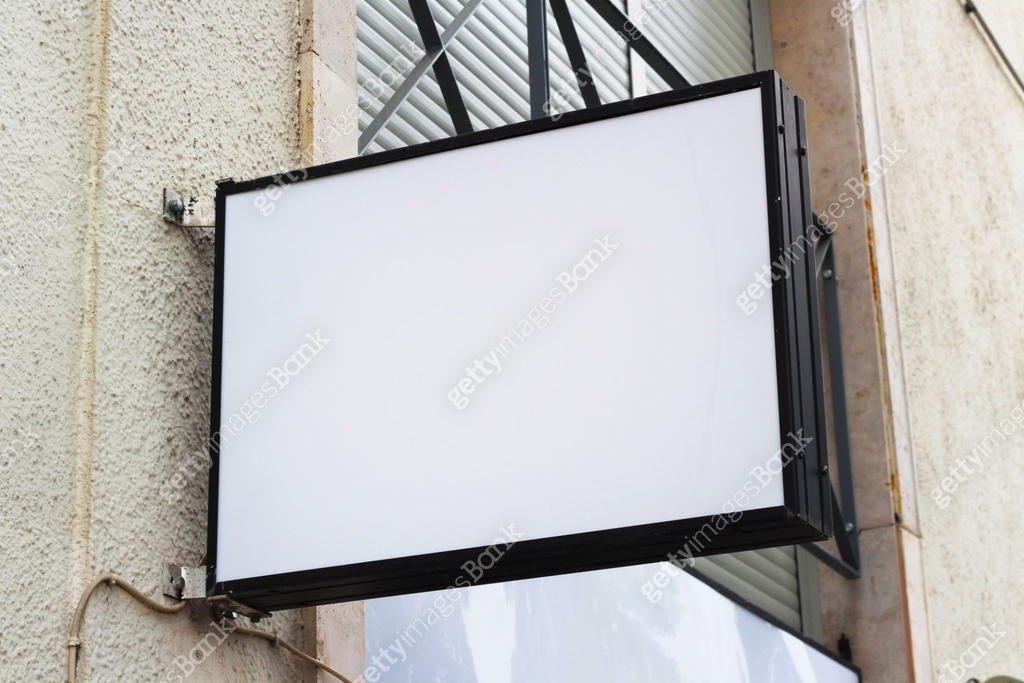 Storefront light box sign, shop, cafe, restaurant mounted signboard ...