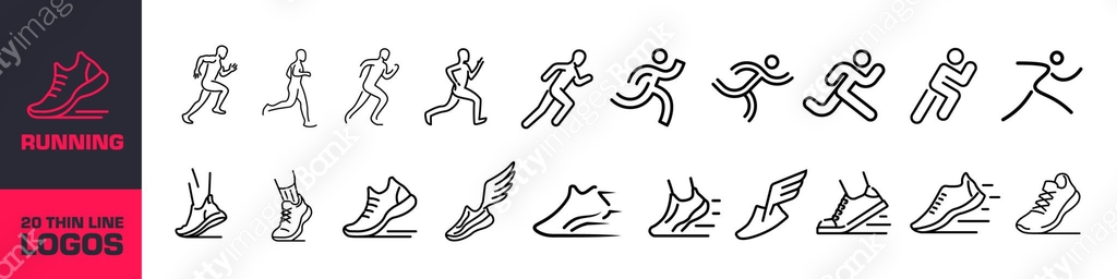 Running icon set. Run symbol set. Linear style. 이미지 (1625174185) 일러스트 ...