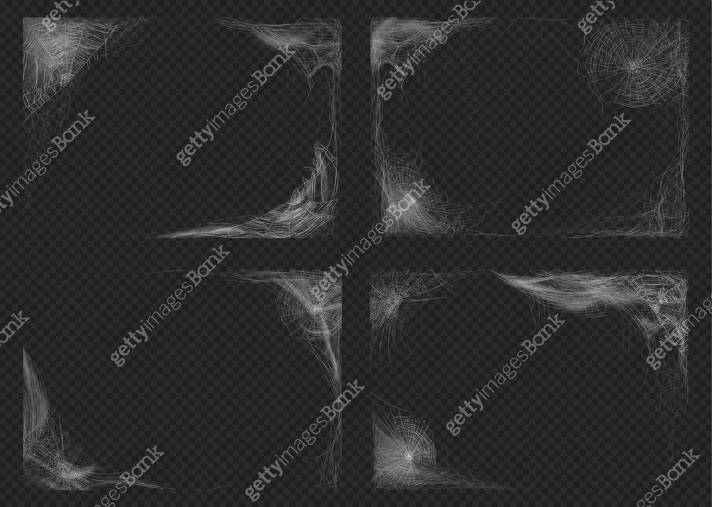 Spider web on corners, frames and borders with copy space, realistic ...
